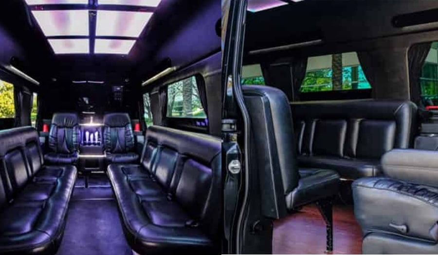Black luxury mercedes benz sprinter interior 2 min