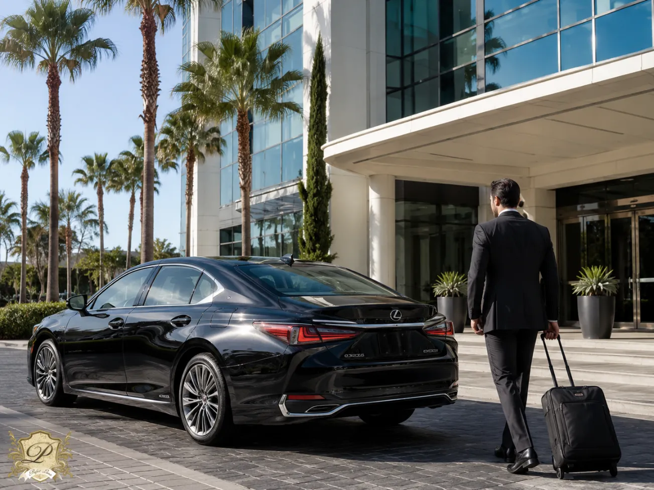 Black lexus sedan for cost-efficient executive and corporate transportation in southern california