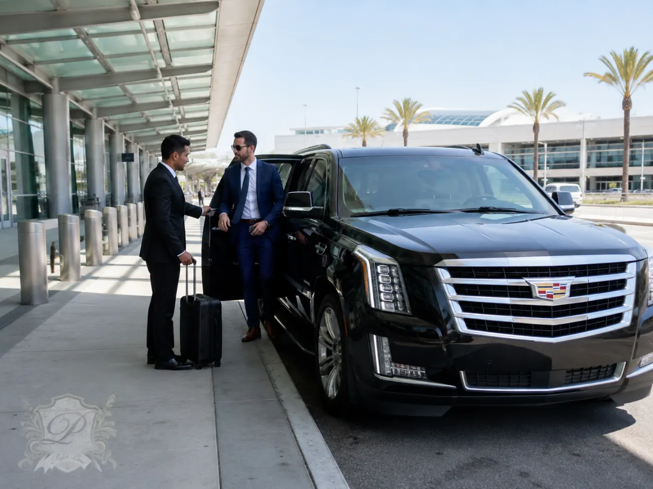 Black cadillac escalade for executive airport transfers at ont lax and sna
