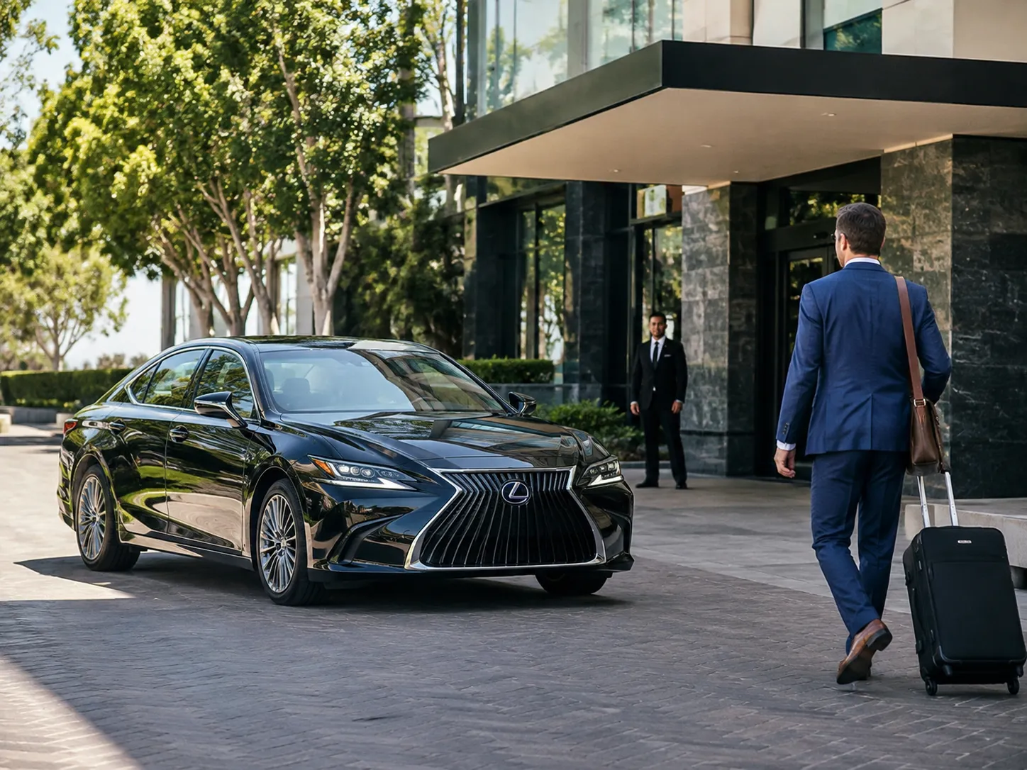 Black Lexus sedan for executive business transportation in Southern California